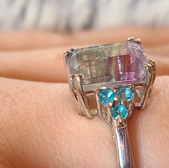 Beautiful Bi-Color Fluorite ring - Picture 6 of 6